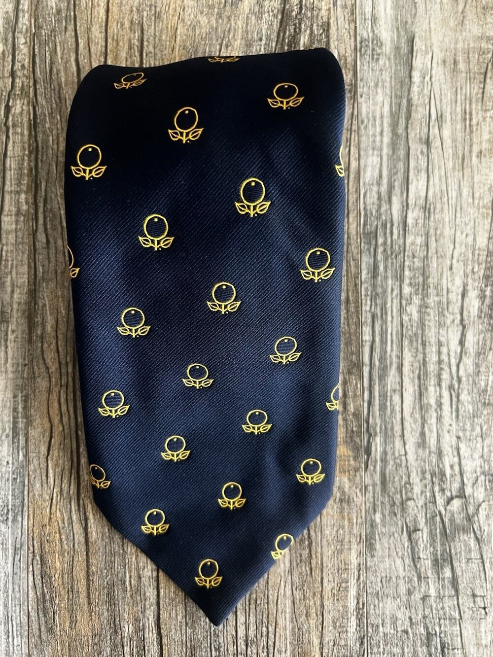 Sunkist Orange Tie Vintage Blue Golden Clasp By Prince Consort Custom Preppy